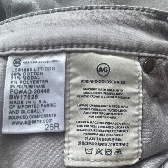 AG Adriano Goldschmied Women's Gray Skinny Lamb Leather Denim Jeans Size 26 - Picture 7 of 13
